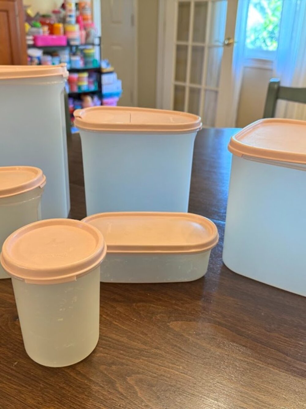 Vintage Tupperware Lot of 6 Modular Mates Pink Lids
